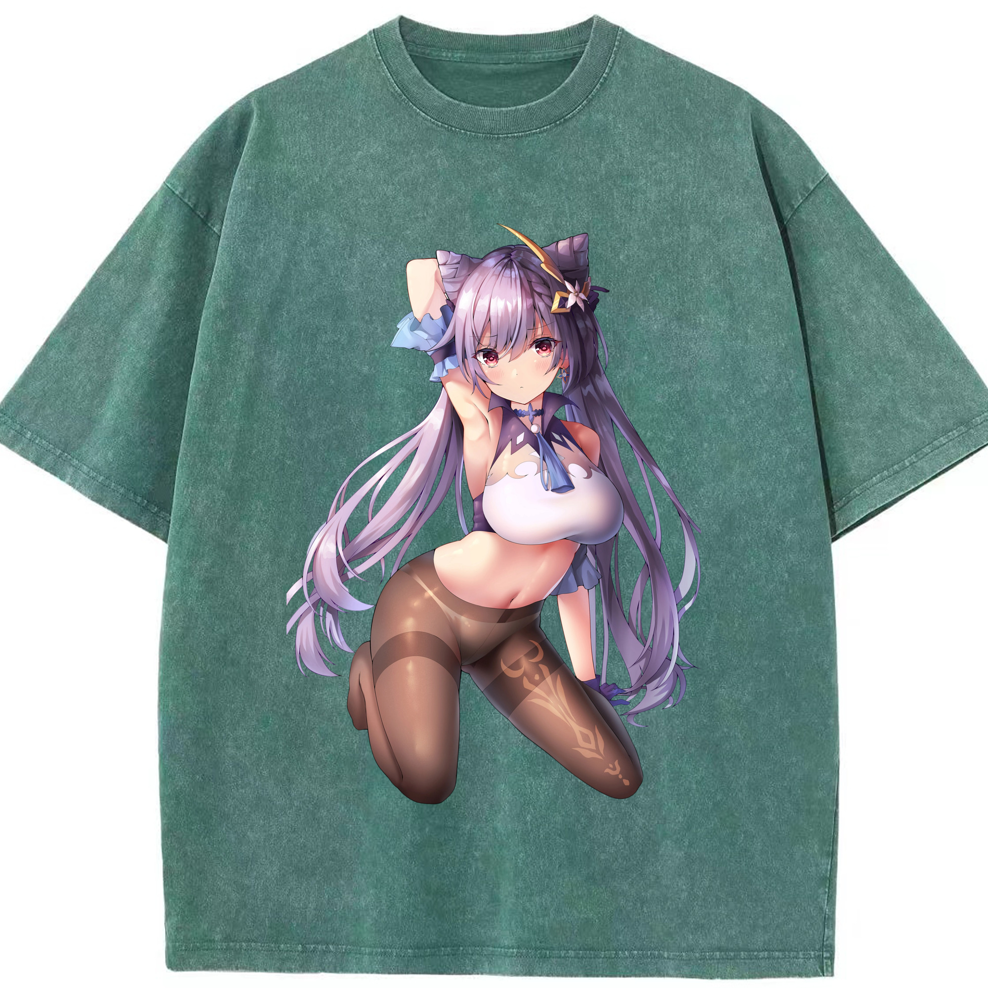 げんし神 刻晴 こくせい genshin Kokusei 綿100% ヴィンテージ風 半袖Tシャツ（フロントプリント）